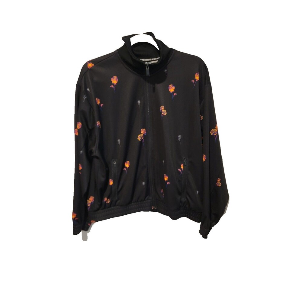 Adidas Womens Floral Track Full Zip Jacket GE0314 Black Size L Black